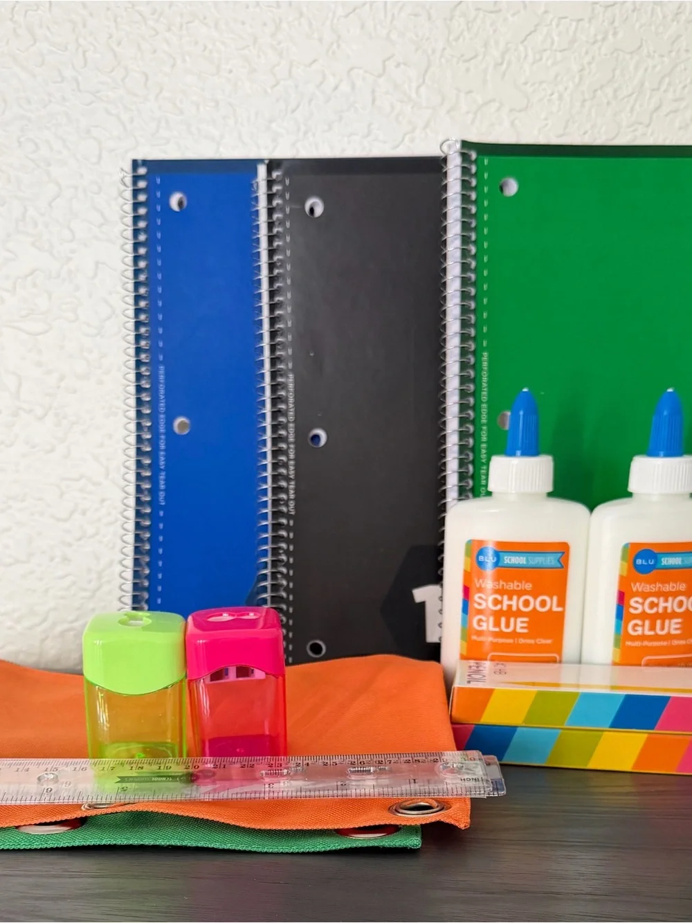 Kids Accessory Set with Green, Blue & Black Notebooks